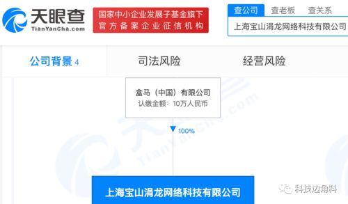盒馬在上海成立涓龍網(wǎng)絡(luò)科技公司，注冊(cè)資本10萬元加速網(wǎng)絡(luò)技術(shù)布局